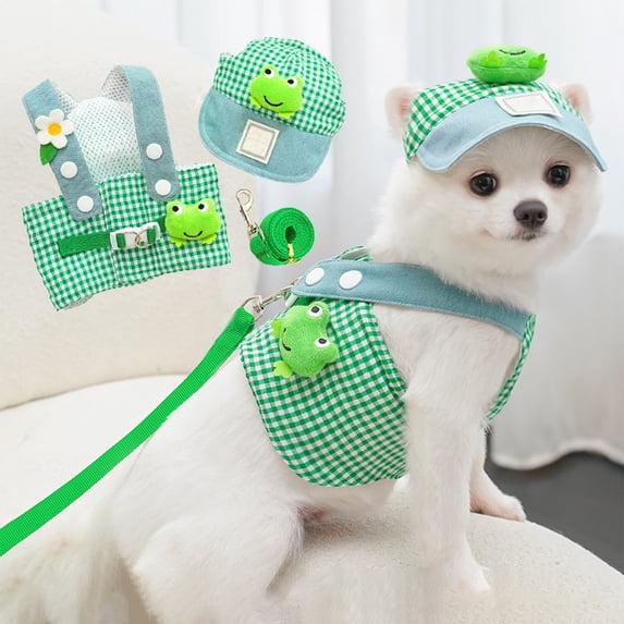 Pet Breathable Mesh Harness Set 3-Piece Summer Cooling Vest Adjustable Leash Reflective Safety Gear for Small Medium Companion Animals 17.72 Inch
