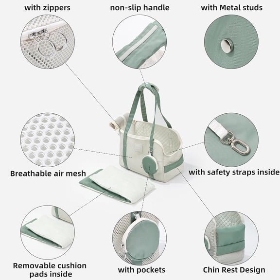 Pet Breathable Mesh Tote Bag, Pet Hands-Free Shoulder Bag, Dog and Cat Lightweight and Comfortable Pet Shoulder Bag, Pet Carrier Purse for Small Dog Cat (Can Hold 10 Pounds)