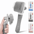 thumbnail image 1 of Pet Brush for Dogs and Cats, Self Cleaning Dog Brush, Slicker Grooming Brush for Shedding Hair - Grey, 1 of 6