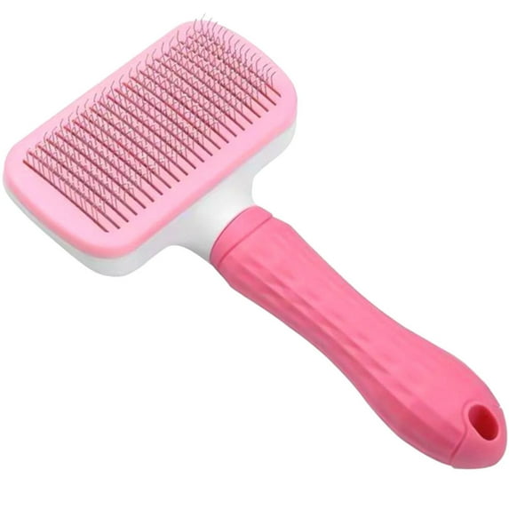 Pet Brushes for Dogs Cats Puppy Dog Grooming Slicker Brush Shedding Hair Remover Self Cleaning Pink