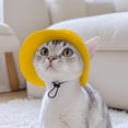 thumbnail image 1 of Pet Bucket Hat with Ear Holes for Cats & Dogs, Adjustable Breathable Sun Visor , UV Protection Outdoor Hat for Small/Medium Pets(Yellow-L), 1 of 2