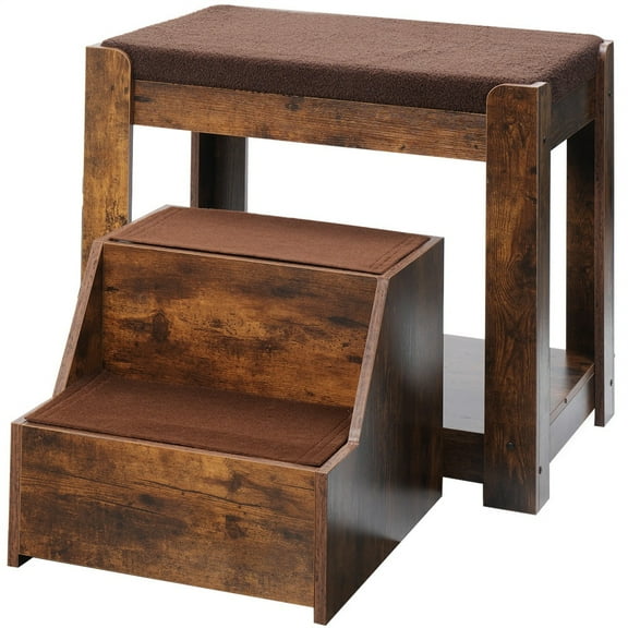 Pet Bunk Bed With Removable Step, Window Perch For Dogs Cat, Multi-Level Platform With Removable Washable Cushion For Small Or Medium Dogs