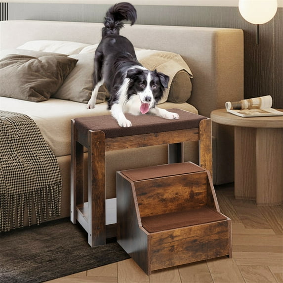 Pet Bunk Beds Window Perch with Removable Stairs, Multi-Level Pet Seat Platform with Non-Slip Cushion for Dogs and Cats