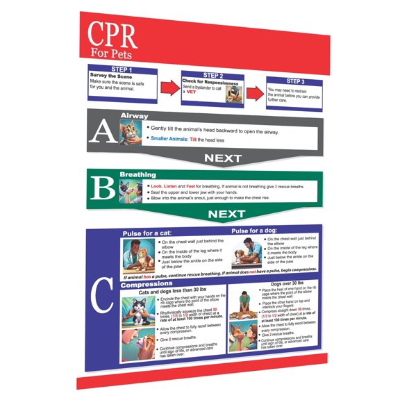 Pet CPR Reference Chart for Dogs and Cats poster