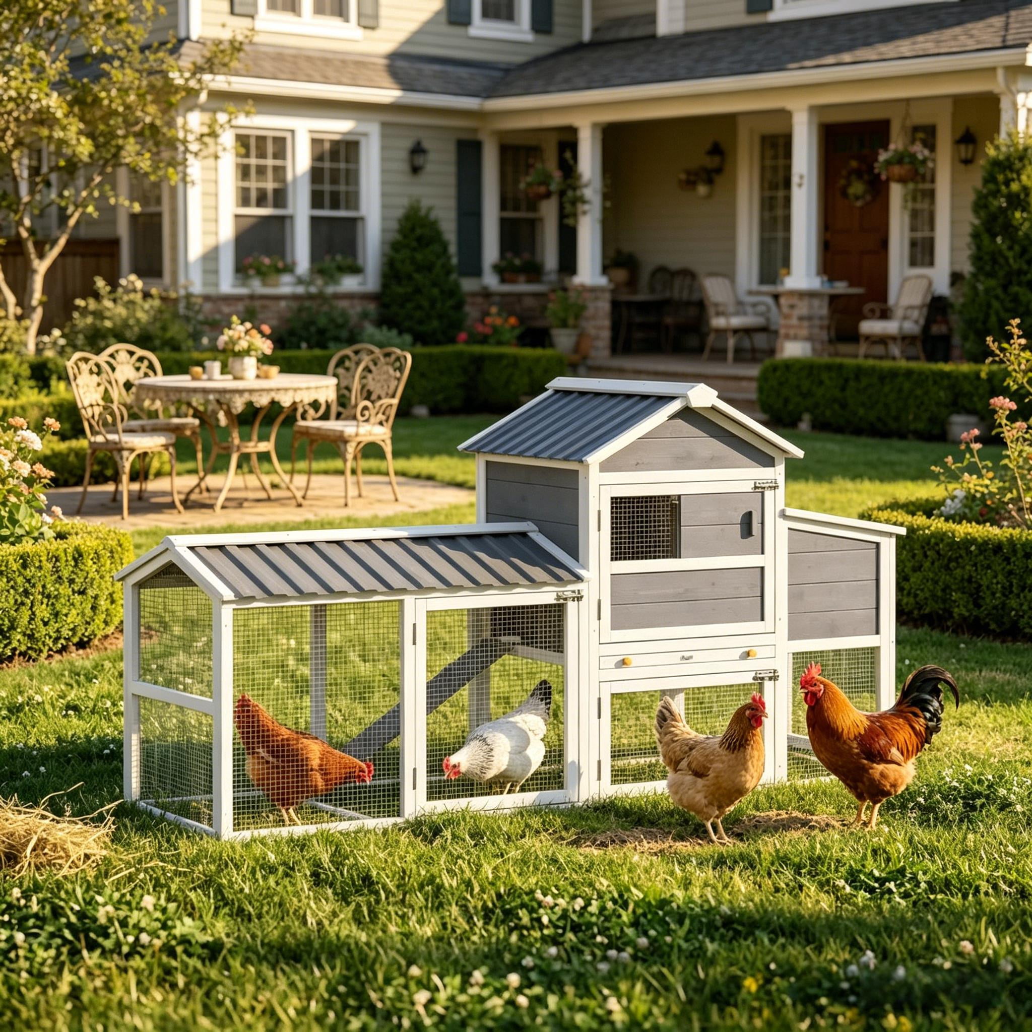 Pet Cage, Backyard Chicken Coop, Large Chicken Coop with Stable Wheels