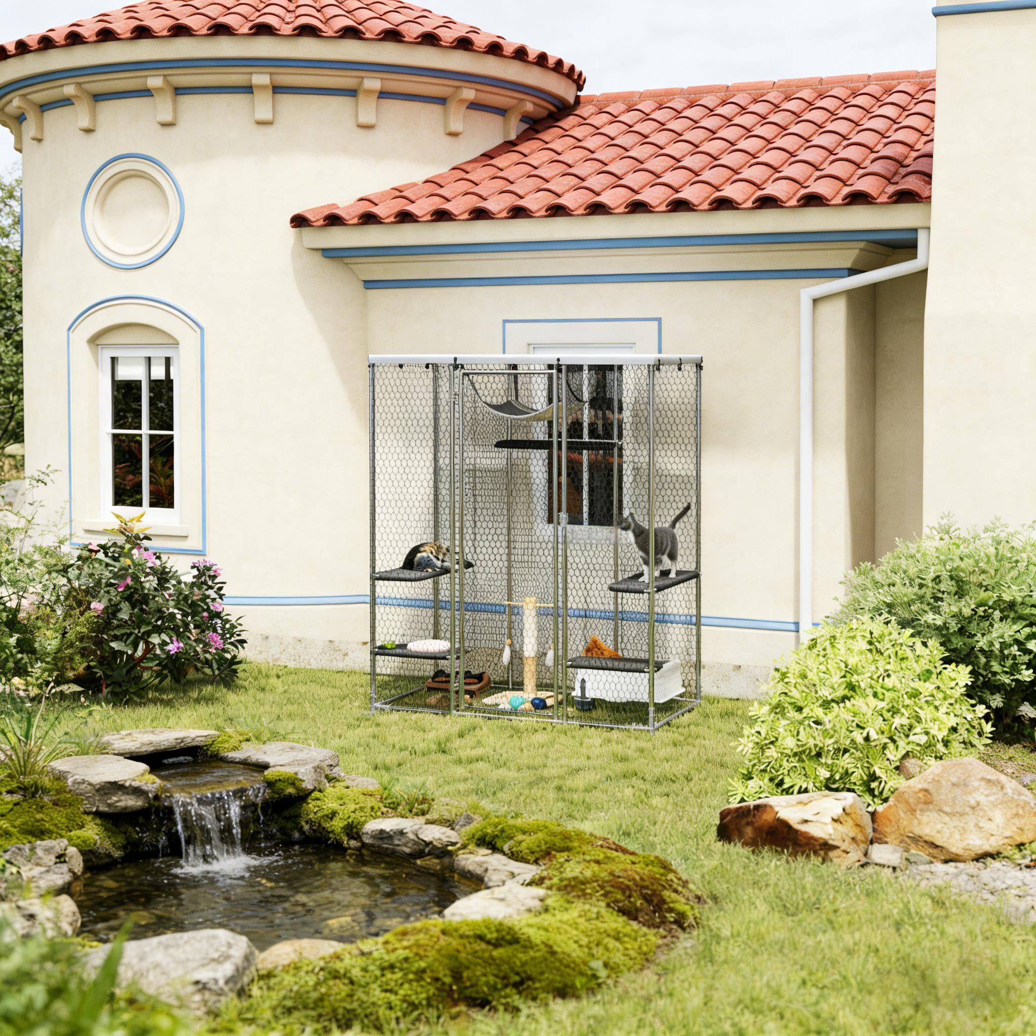 Pet Cage, Patio Cat Enclosure, Outdoor Walk-in Cat Cage