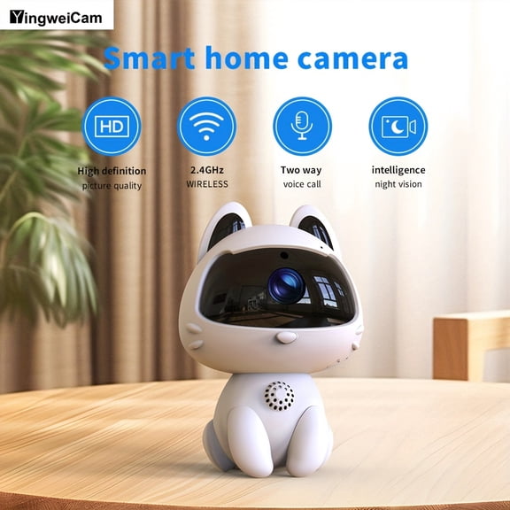 Pet Camera, HD Camera, Cartoon Cute Camera, Cat Shape, Intelligent Cloud Storage, Infrared Night Vision, 128g Cycle Video Support, Intelligent Motion Detection
