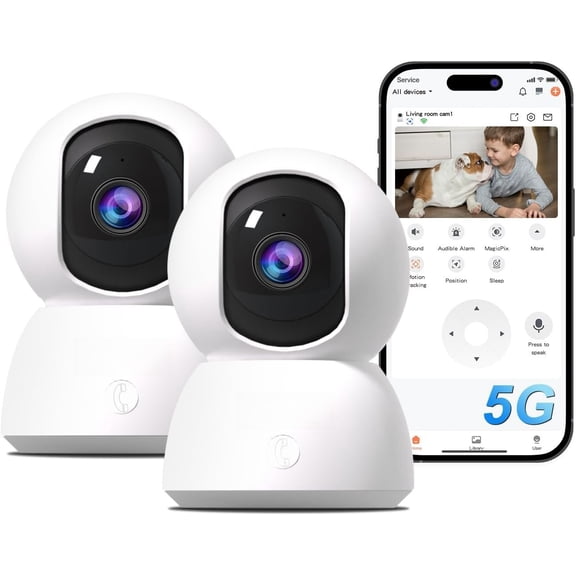 Pet Camera Indoor, 5G/ 2.4G Indoor Cameras for  , //Pet/Elder Camera with Phone App, Night Vision,  , Human/Pet Detection, Cloud&SD Storage
