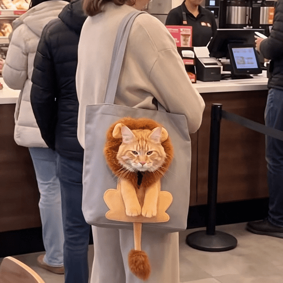 Pet Canvas Bag Cute Lion Shaped Multi Purpose Portable Pet Shoulder Carrying Bag for Under 6lb Cat Type,C