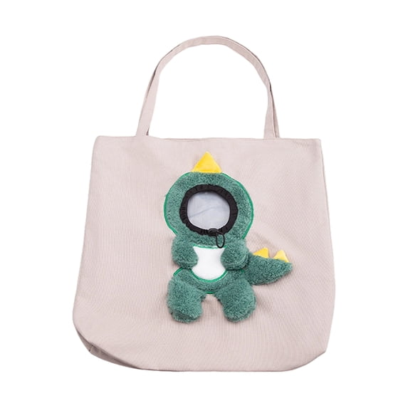 Pet Canvas Shoulder Bag with Head Hole, 14.96 x 14.96 Inch Portable Tote Carrier with Breathable Opening, 3 Animal Designs Available for Small Pets and Outdoor Use