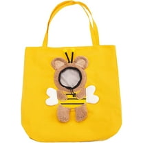 Pet Canvas Shoulder Carrying Bag, Cute Khaki Bear Shaped Cat Carrier, M Size Portable Kitten & Puppy Tote, Comfort Carriers for Small Dogs, Cats, and Pets, Handbag for Outdoor, Shopping, and Camping