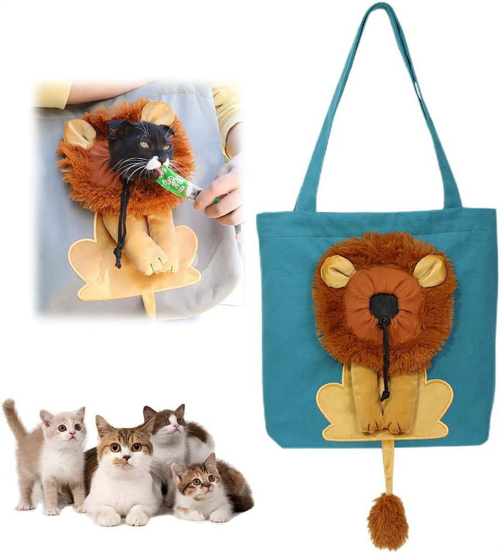 Creative Cats Carrier Bag With Lion Head Design Canvas Handbag With Hole  Pet Cat Carrier Puppy Dog Carrier single shoulder Bag
