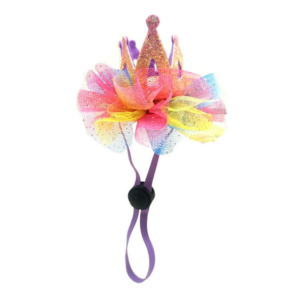 Pet Cap Colorful Photo Props Adjustable Pet Princess Mesh Crown Headdress for Pet Birthday
