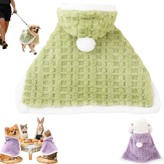 Pet Cape Blanket,Breathable Pet Cloaks with Hat,Winter Thickened Warm Clothes for Pets,Hooded Cotton Velvet Warm Blanket for Small Medium Dogs/Cats(M)