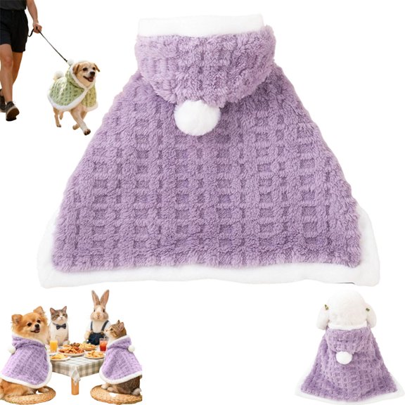Pet Cape Blanket,Breathable Pet Cloaks with Hat,Winter Thickened Warm Clothes for Pets,Hooded Cotton Velvet Warm Blanket for Small Medium Dogs/Cats(M)