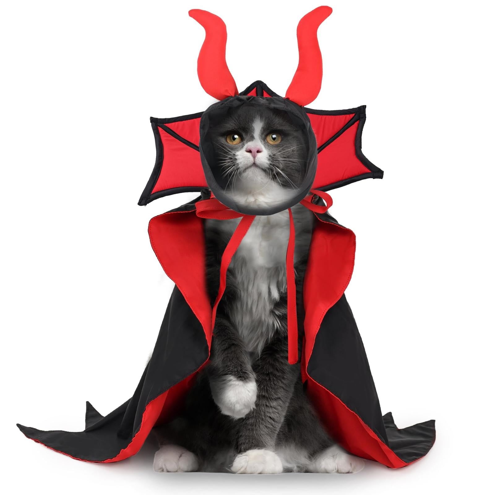 Pet Cape Cat Cloak With Horns Hat Funny Dog Dress Mantle Apparel For ...