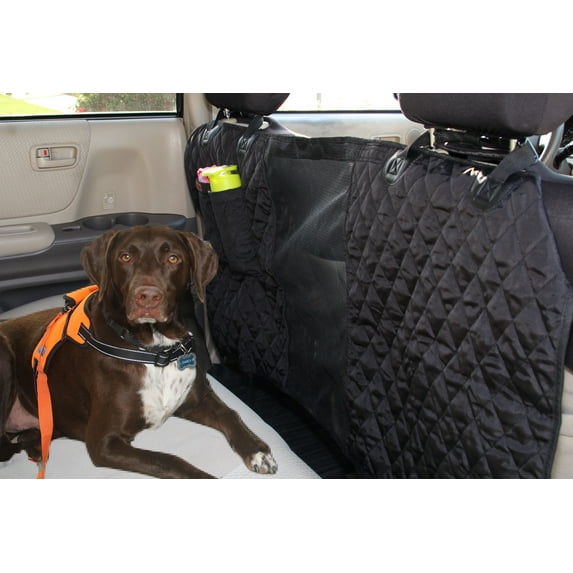 Pet Car Barrier Deluxe with Pockets and Seat Belt Black