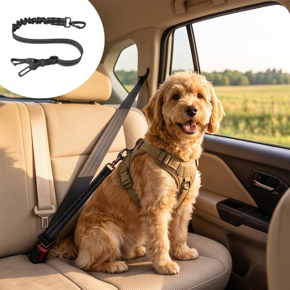 Pet Car Seat Belts Elastic Dog Safety Belts Defend Slide Towing Straps Suitable for Medium And Large Sized Dogs