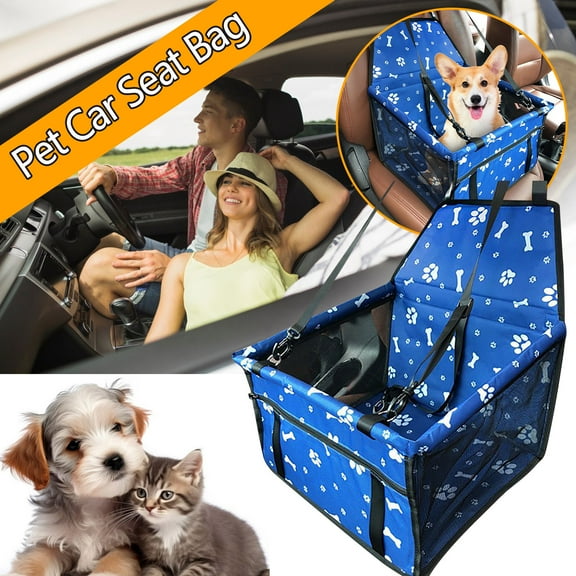 Pet Car Seat Cover with Storage Bag, Mesh Hanging Car Organizer for Dog Travel, Waterproof Car Mat with Seat Belt Opening, Backseat Protector for Pets