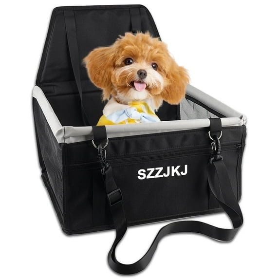 SZZJKJ Dog Car Seat, Puppy Car Seat, Dog Booster Seat,Breathable Fabric with PVC Tube ,Suitable for Small/Medium Dogs Weighing up to 15 lbs(Black)