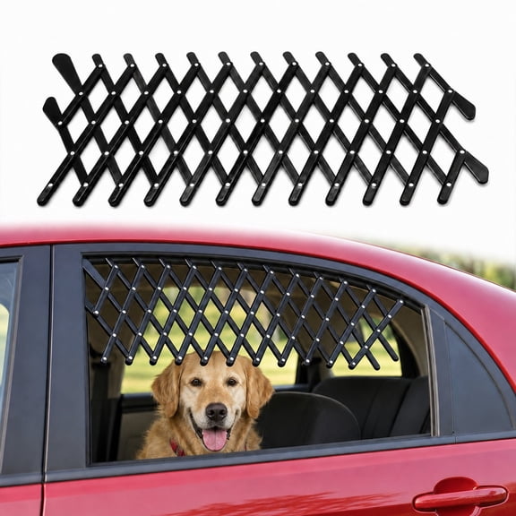 Pet Car Window Barrier Guard, Expandable Mesh Ventilation Screen for Vehicle Travel Safety, 4.7x25.2in