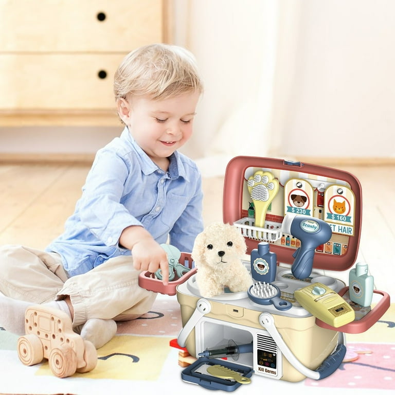 Pet Care Play Set Dog Grooming Kit with Backpack Doctor Set Vet Kit Educational Toy Pretend Play for Toddlers Kids Children Walmart
