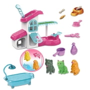 Pet Vet Toy Doctor Kit for Toddler Pretend Play Toys for Kids Pet Care Vet House with Dog Cat Rabbit can Change Color,Christmas Birthday Gift for Girls 3 4 5 6 7 8 Years Old