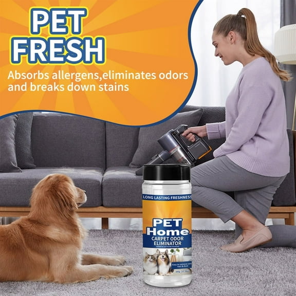 Pet Carpet Odor Eliminator Natural, Absorbs Allergens & Eliminates Pet Odors (Urine/Vomit) for Carpets, Sofas, Car Interiors, 300g (10.58oz)