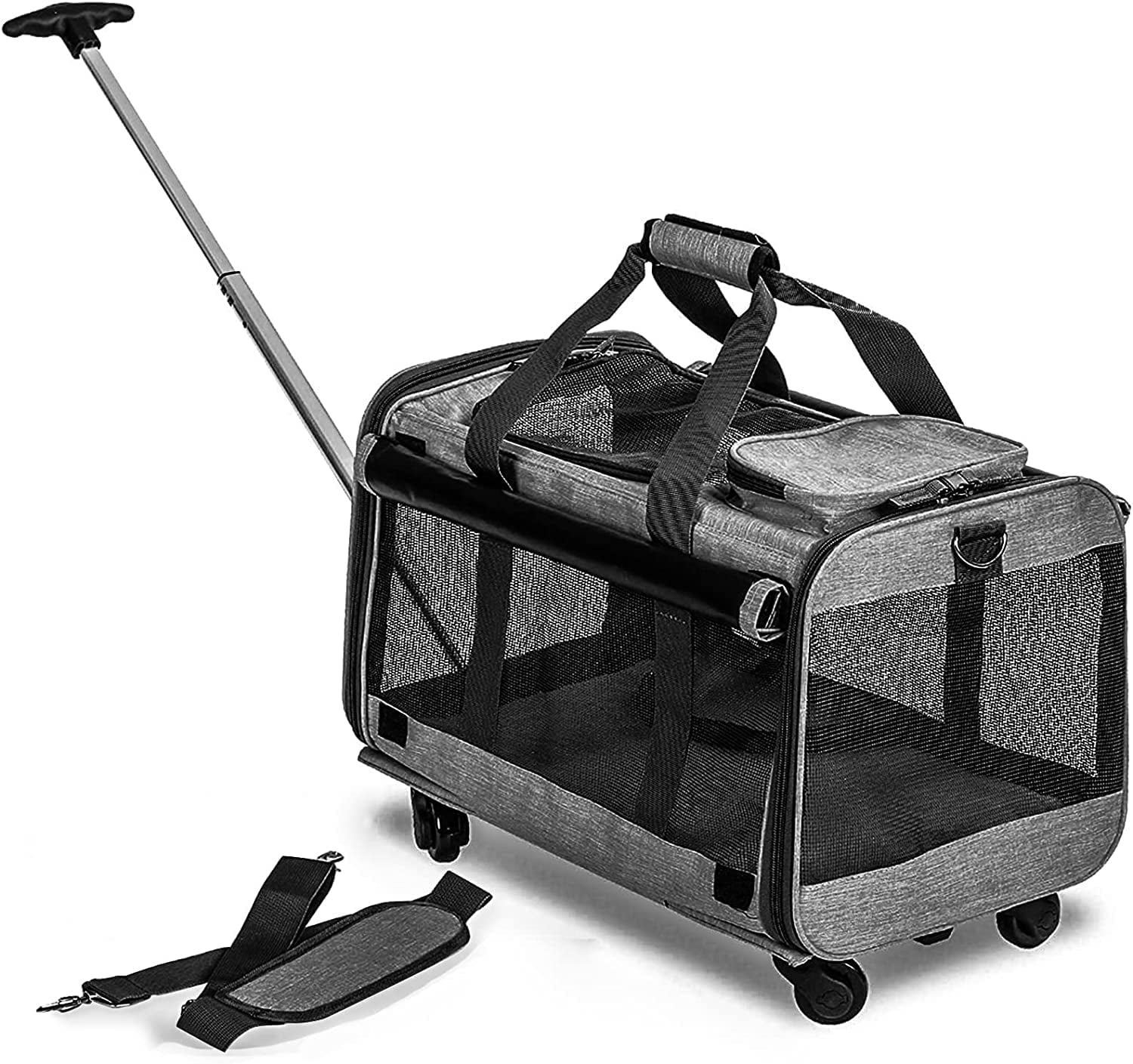 Pet Carrier with Wheels, LOOBANI Expandable Pet Carrier Airline