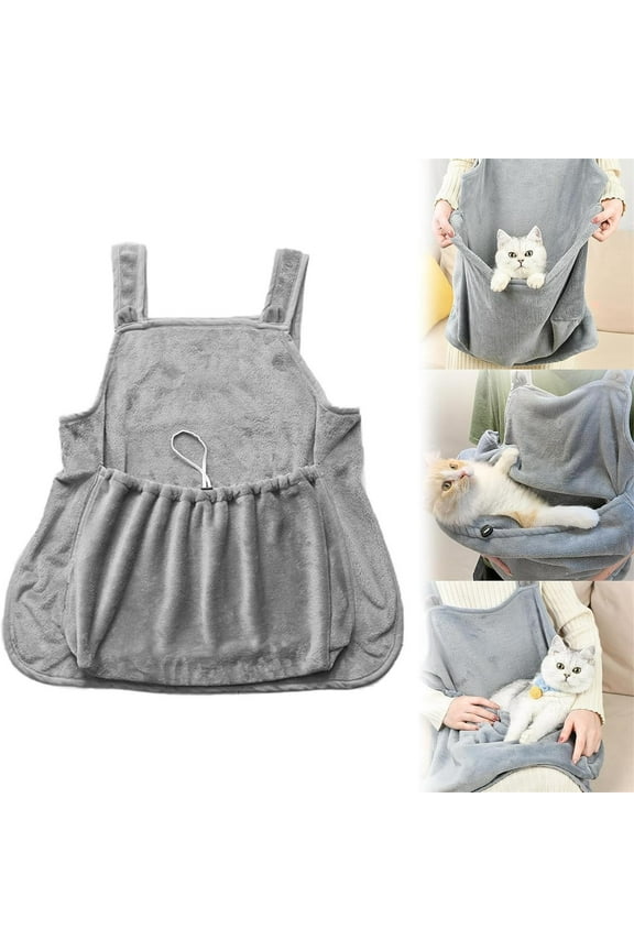 Pet Carrier Apron | Soft-Sided Sling Bag for Cats and Dogs | Hands-Free Pet Hugging Suit with Fleece Lining | Portable Pet Sleeping Bag for Home, Travel, and Winter Warmth