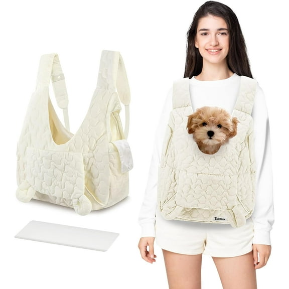 Pet Carrier Backpack, Adjustable Pet Front Cat Dog Carrier Backpack Travel Bag for Small Medium Dogs Cats and Rabbits, Safety Strap with Removable Bottom Plate for Camping Hiking Traveling