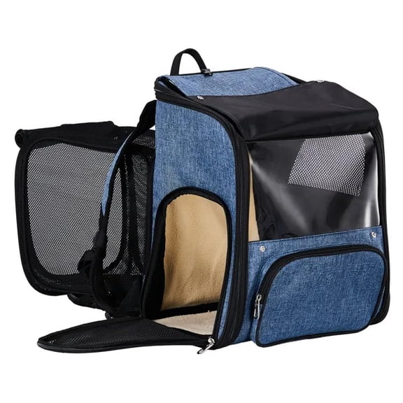Pet Carrier Backpack, Expandable Cat Dog Carrier With Back Extension, Breathable Mesh Travel Backpack For Small Dogs Cats, Soft-Sided Pet Backpack Holds Up To 26 Lbs,As picture