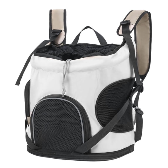 Pet Carrier Backpack, Expandable Pet Carrier with Full Front Opening, Breathable Mesh Backpack for Small Dogs & Medium Cats Up to 16 Lbs, Foldable for Hiking, Camping (White)
