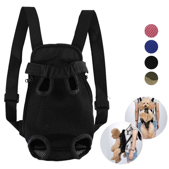 Pet Carrier Backpack Front Pack,Dog Cat Carrier Travel Bag Adjustable Straps Legs Out for Small Medium Pets (S,Black)