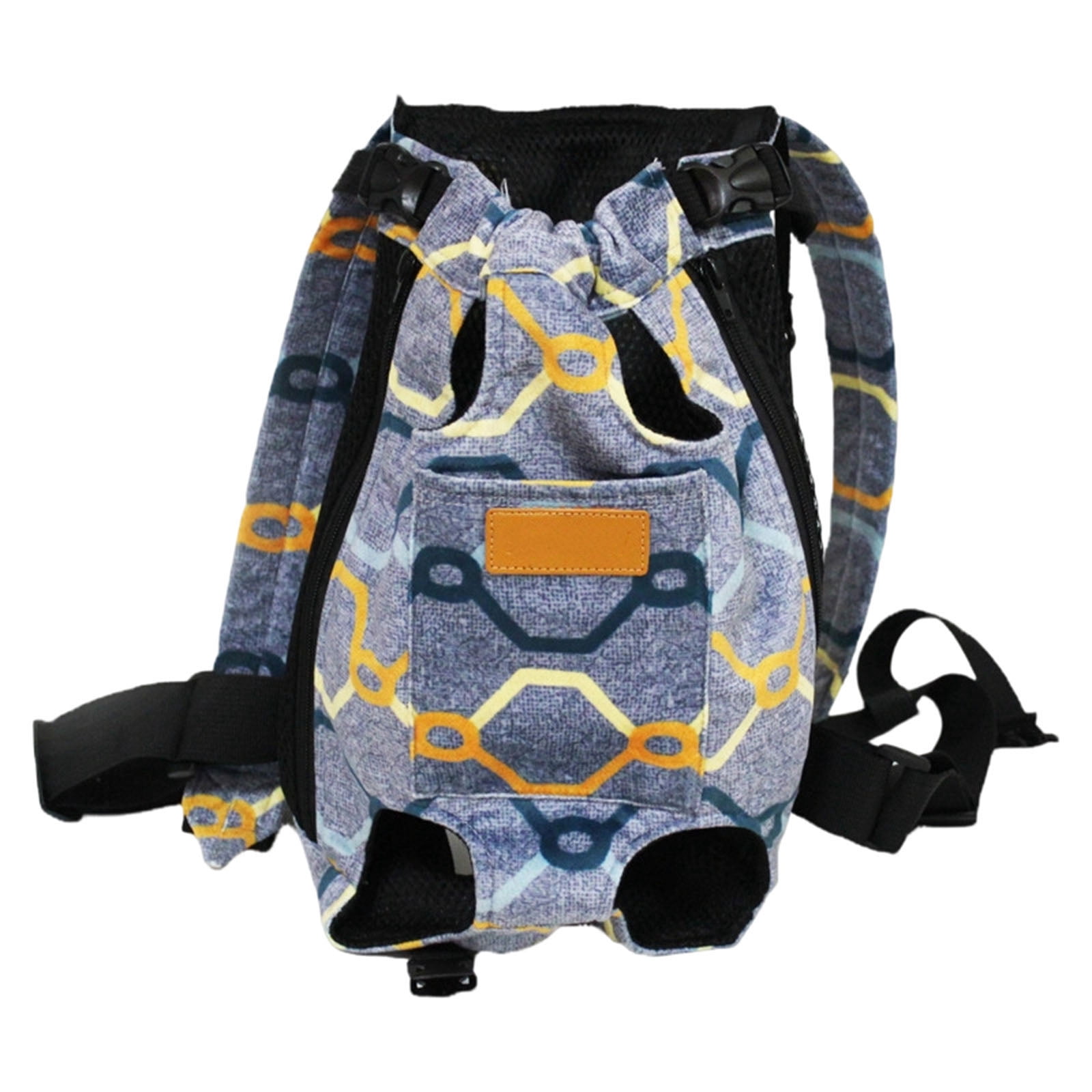Pet Carrier Backpack for Small Dogs Cats, Hands-Free Legs Out Front Pack, Adjustable Padded Shoulder Straps for Walking Traveling, Breathable Outdoor Travel Bag, Patterned, Navy, S
