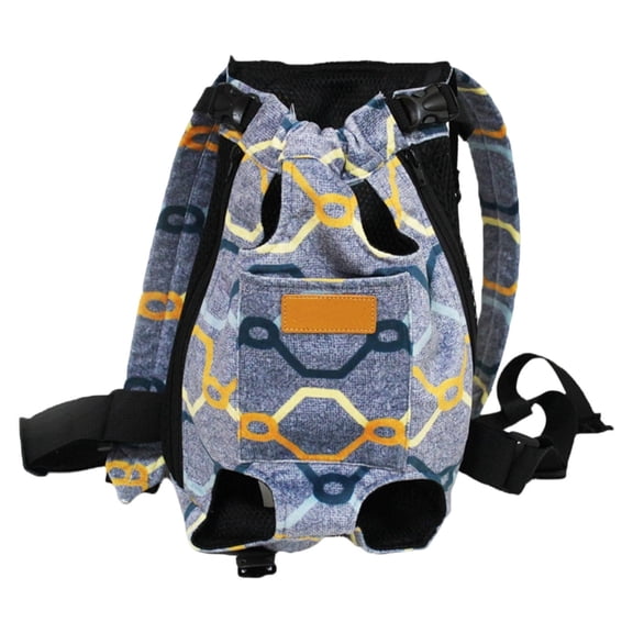 Pet Carrier Backpack for Small Dogs Cats, Hands-Free Legs Out Front Pack, Adjustable Padded Shoulder Straps for Walking Traveling, Breathable Outdoor Travel Bag, Patterned, Navy, S