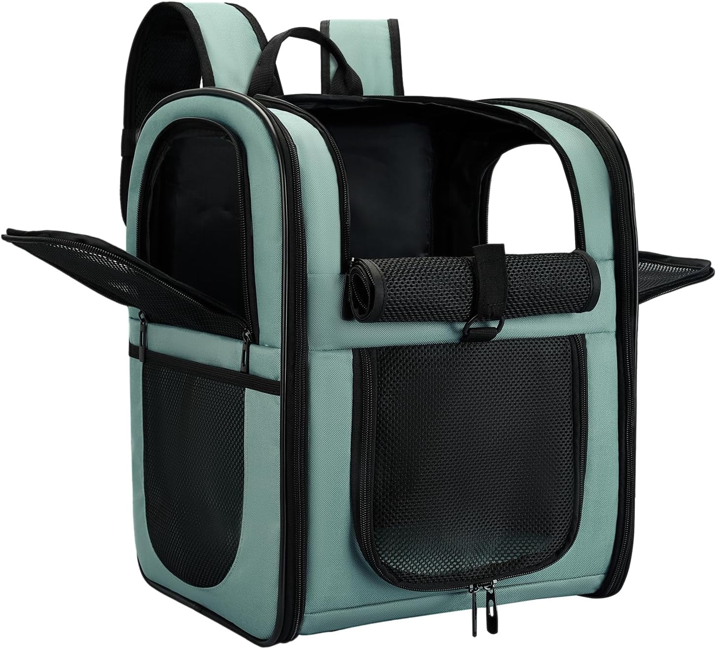 Pet Carrier Backpack for 4-18lb Cats and Dogs, Puppies, Safety Features and Cushion Back Support | for Travel, Hiking, Outdoor Use (Gray)