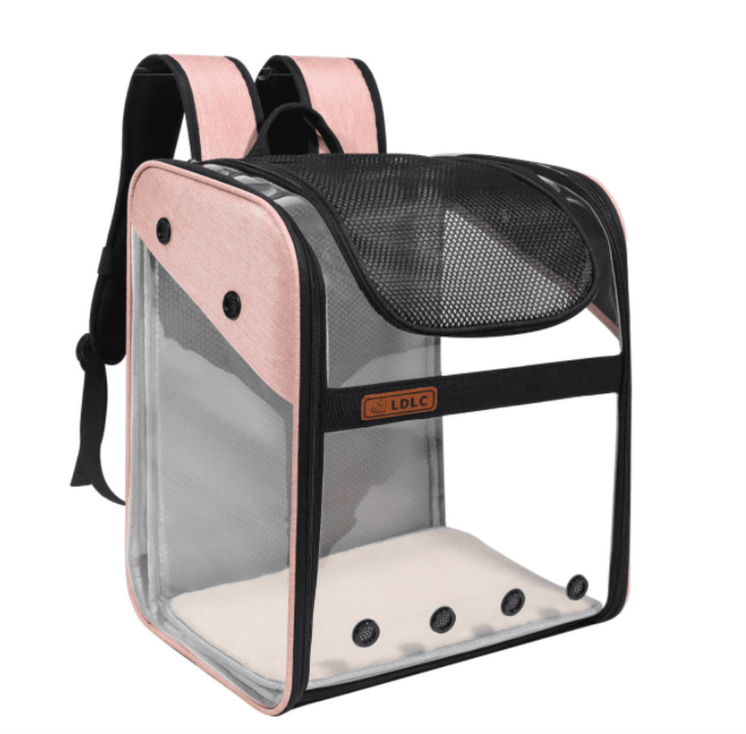 Pet Carrier Backpack for Dogs Cats Wide Use Breathable Round Hole High Quality Material for Shopping(Pink)