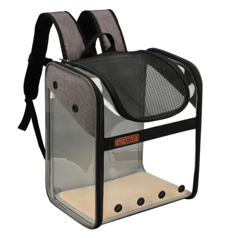 Pet Carrier Backpack for Dogs Cats a Panoramic View Breathable Round Hole Lock Zipper for Shopping Traveling(Gray)