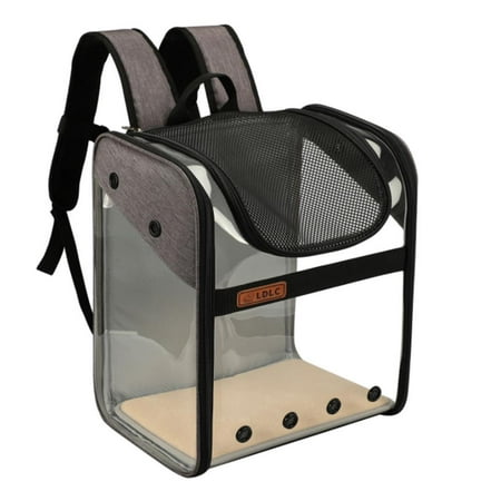 Pet Carrier Backpack for Dogs Cats a Panoramic View Breathable Round Hole Lock Zipper for Shopping Traveling(Gray)