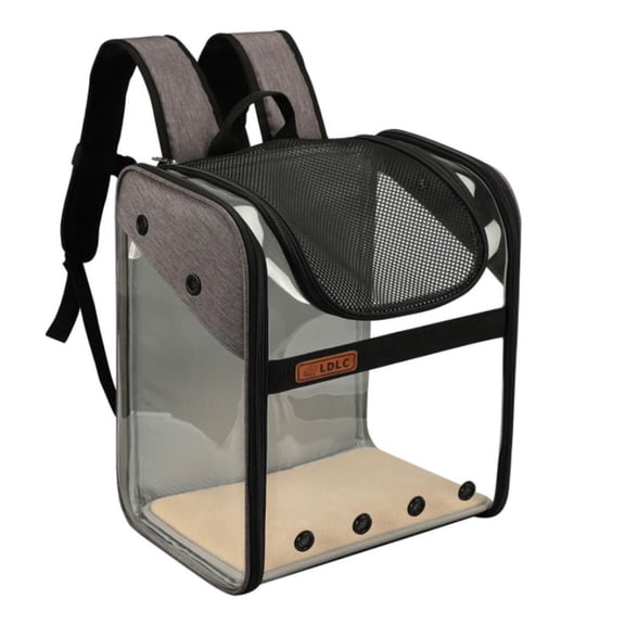 Pet Carrier Backpack for Dogs Cats a Panoramic View Breathable Round Hole Lock Zipper for Shopping Traveling(Gray)