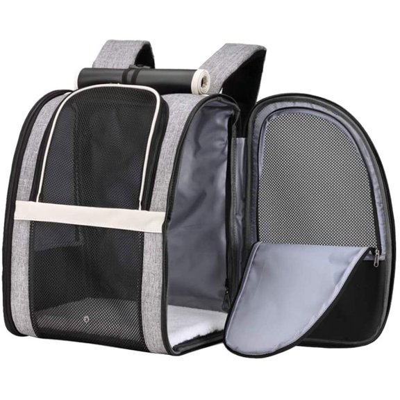 Pet Carrier Backpack with Window Blind for Small Cats and Dogs Ventilated Collapsible Travel Design