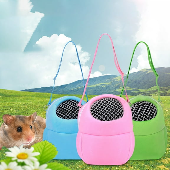 Pet Carrier Bag Breathable Winter Warm Sponge Plush Hamster Hedgehog Carrier Outgoing Bag Cage Small Animal Travel Carrying Bag Pet Rabbit Carrier