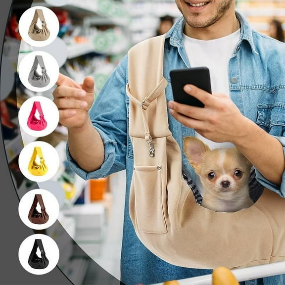 Pet Carrier for Dogs and Cats, Breathable Mesh Dog Cat Tote with Adjustable Shoulder Strap, Soft Polyester/Cotton Travel Carrier with Hook and Loop Closure, Hands-Free Lightweight Pet Sling Bag