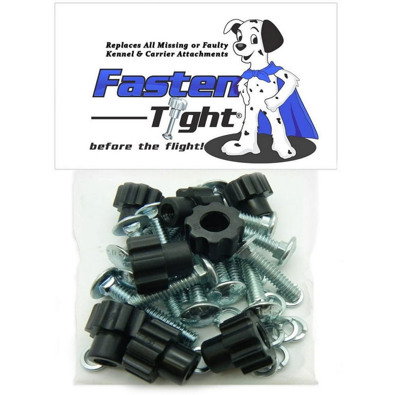 Pet Carrier Fasteners (20pk) 1-3/4 metal bolts BLACK Plastic Nylon Nuts