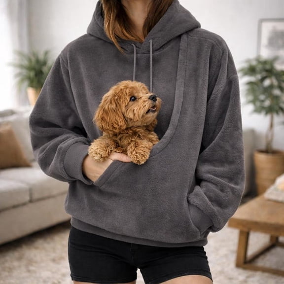 Pet Carrier Hoodie, Dog Pouch Hoodie, Kangaroo Pocket Sweatshirt, Cozy Fleece Pullover, Small Dog Cat Holder Hoodie