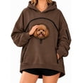 thumbnail image 1 of Pet Carrier Hoodie with Dog Pouch, Sweatshirt Cat Carrying Pocket Hoodie | Zippered Front Carrier for Small Dogs & Cats, Kangaroo Side Pocket, Sleeve Storage Big Size Soft(Brown,2XL), 1 of 9