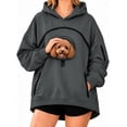 thumbnail image 1 of Pet Carrier Hoodie with Dog Pouch, Sweatshirt Cat Carrying Pocket Hoodie | Zippered Front Carrier for Small Dogs & Cats, Kangaroo Side Pocket, Sleeve Storage Big Size Soft(Dark Gray,L), 1 of 9