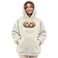 thumbnail image 1 of Pet Carrier Hoodie Long Sleeve Pullover Sweatshirt Oversized Cozy Sherpa Fleece Hoodie With Cat Dog Holding Pouch Kangaroo Pocket Drawstring Hooded Top for Pet Lovers Fall Winter Loungewear XL, 1 of 4