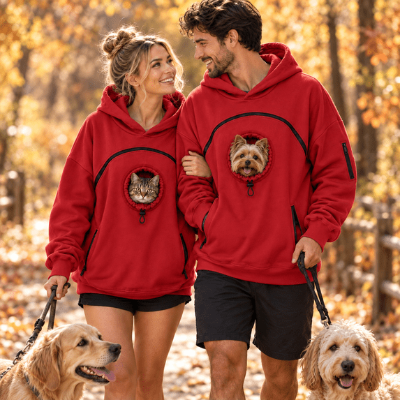 Pet Carrier Hoodie, Oversized Fleece Sweatshirt with Front Pouch for Small Pets
